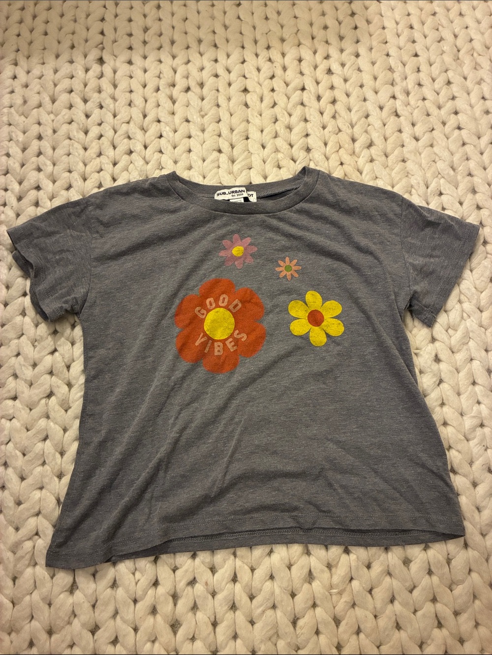 Sub_Urban Riot Gray Tee with Colorful Flower Graphics